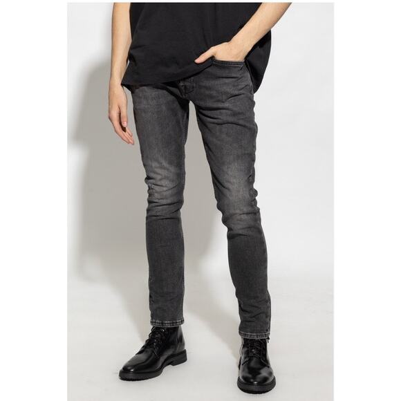 ALLSAINTS Jeans Mens 32W Cigarette Damaged Skinny Fit Light Wash Black - Picture 1 of 9